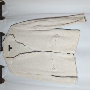 Eileen Fischer 2 button Cardigan notch collar linen cotton metallic blazer